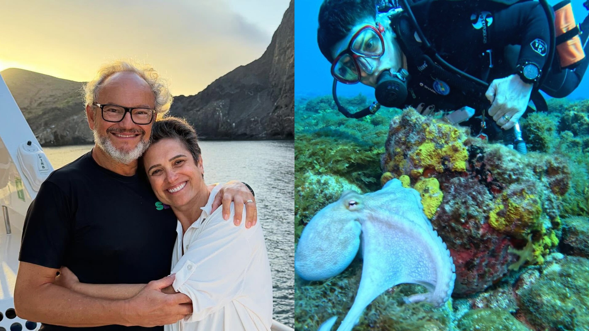 Ernesto Paglia homenageia Sandra Annenberg com clique inusitado debaixo d'água no aniversário