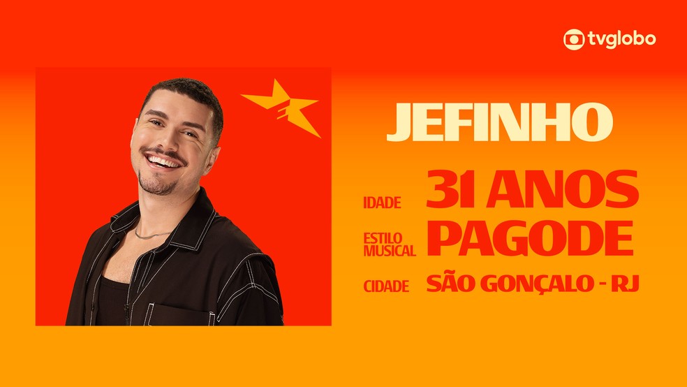 Jefinho é candidato do Pagode do Estrelas da Casa — Foto: Globo