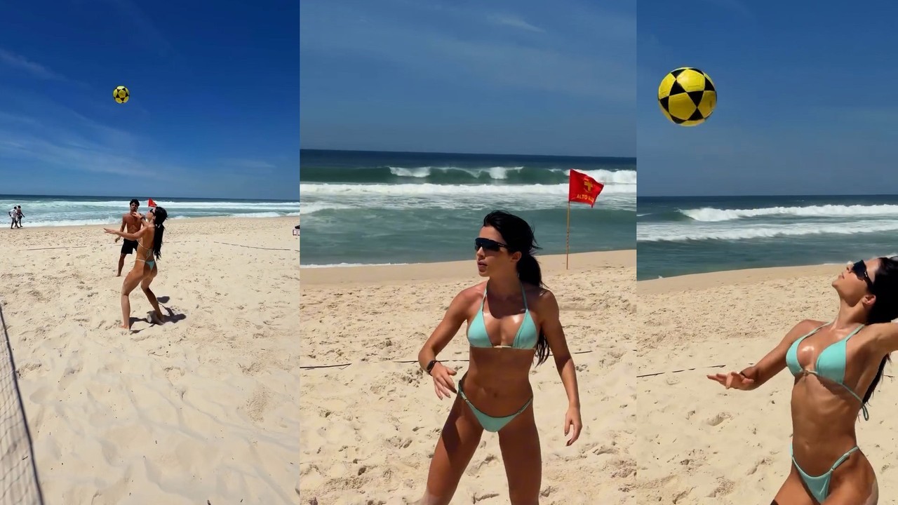 Jade Picon joga futevôlei e exibe novo cabelo na praia; veja fotos