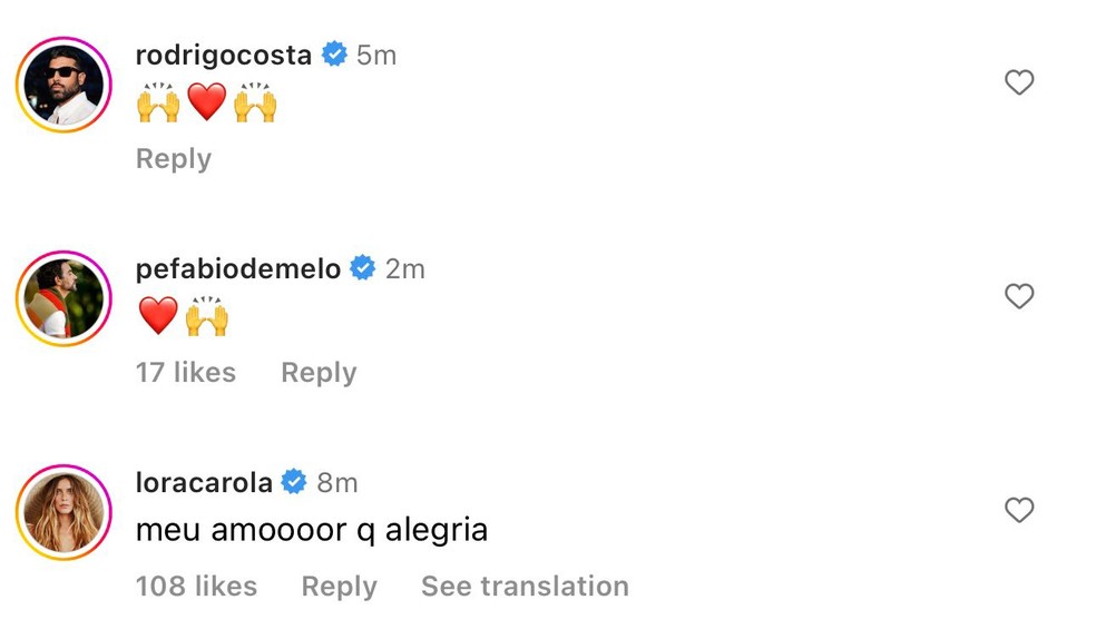 Famosos celebram alta hospitalar de Preta Gil — Foto: Reprodução/Instagram