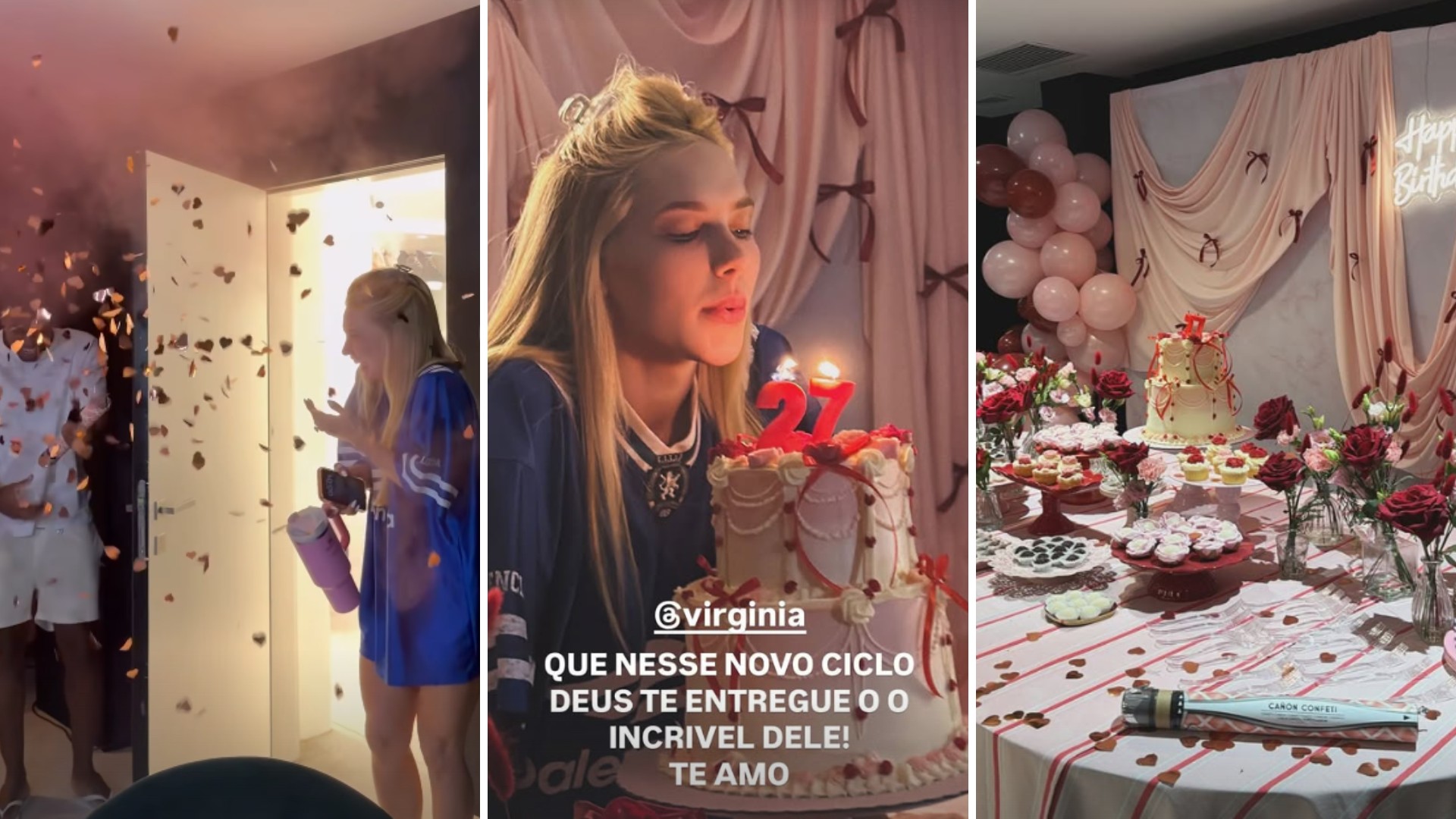 Com presença de Vini Jr., Virginia ganha festa surpresa em Madri