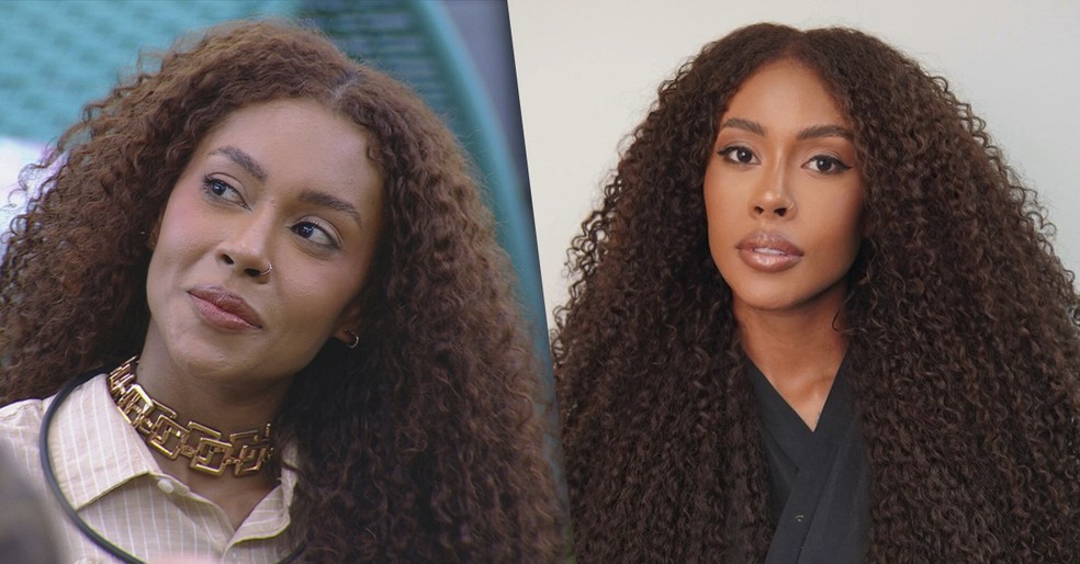 Antes e depois de Giovanna, do BBB 25 — Foto: Globo / Reprodução / Instagram
