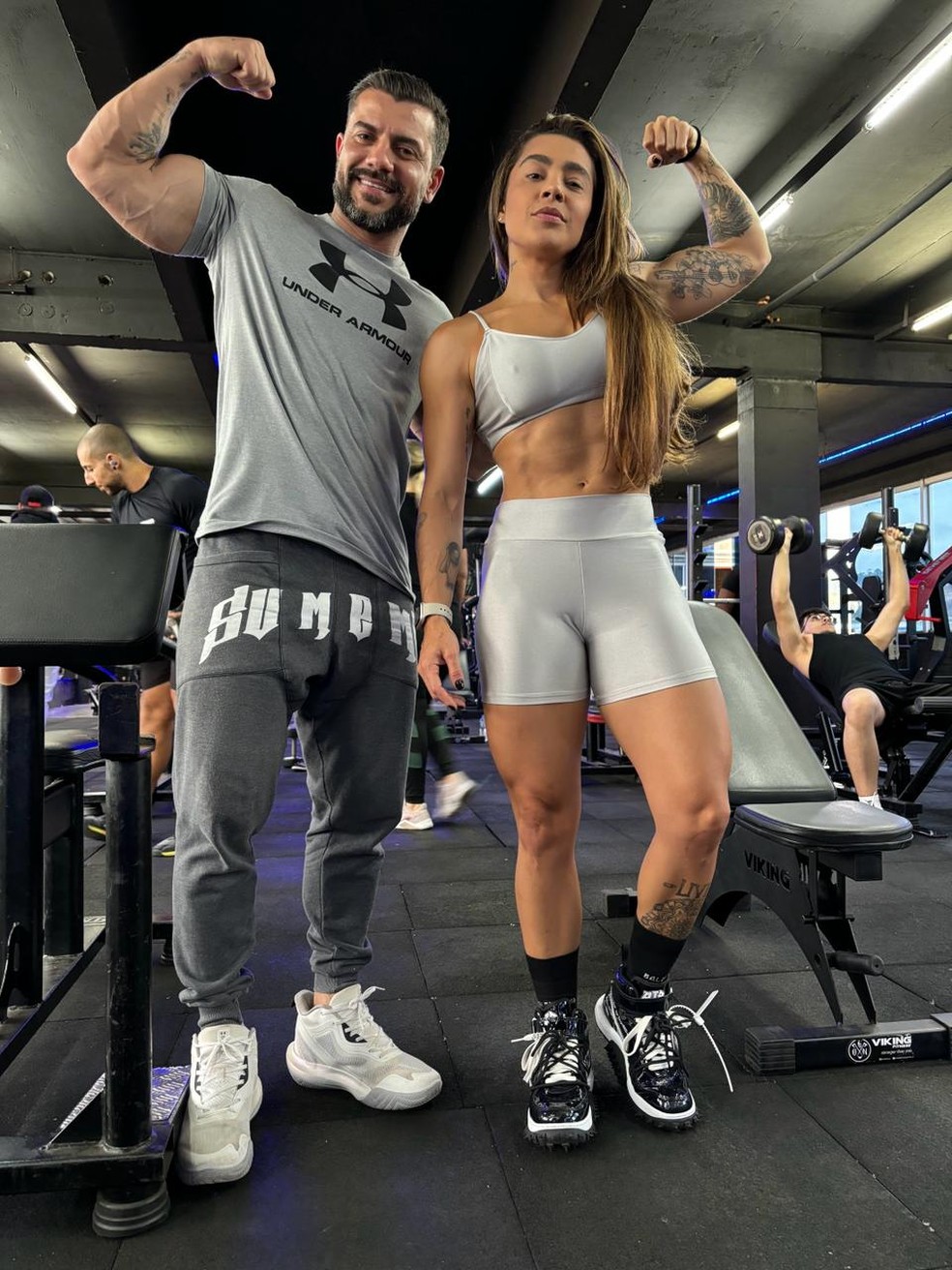 Lauana Prado e Fabrício, seu personal — Foto: Arquivo pessoal