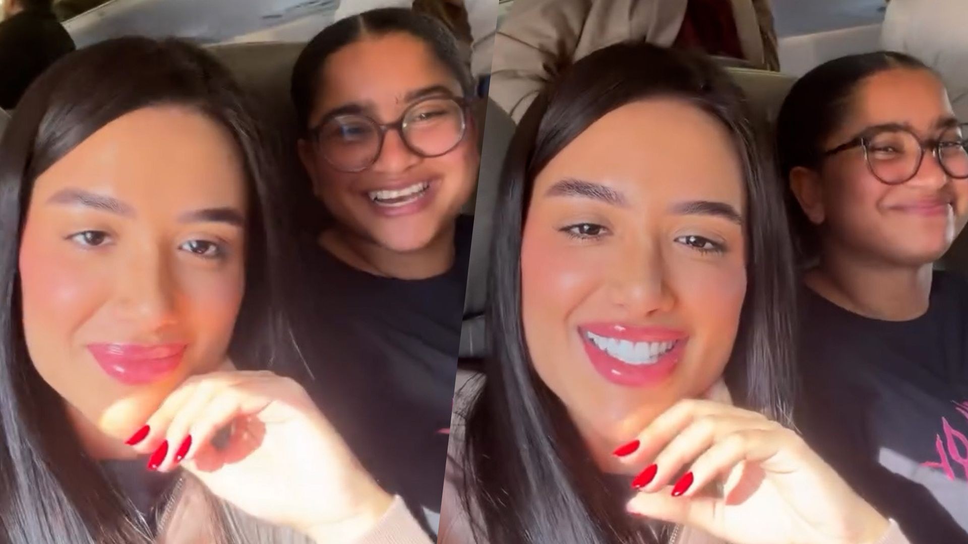 Jordana e Milena se encontram durante voo e brincam com coincidência: 'Que roteirista é esse?'