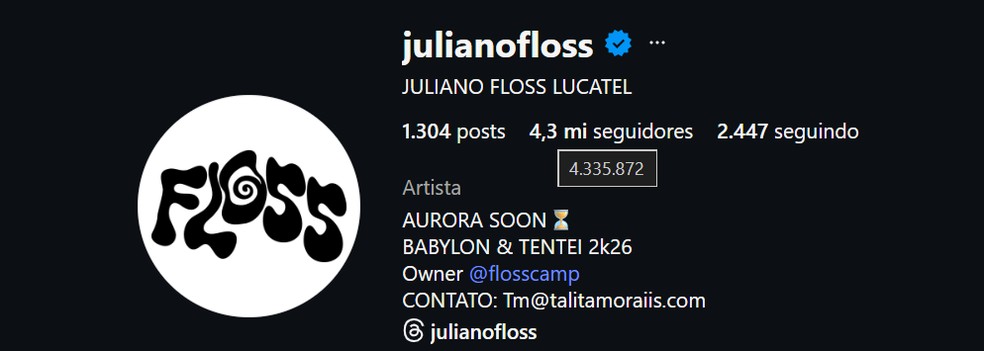 Veja quantos seguidores Juliano Floss tinha ao ser anunciado no BBB 26 — Foto: reprodução/X