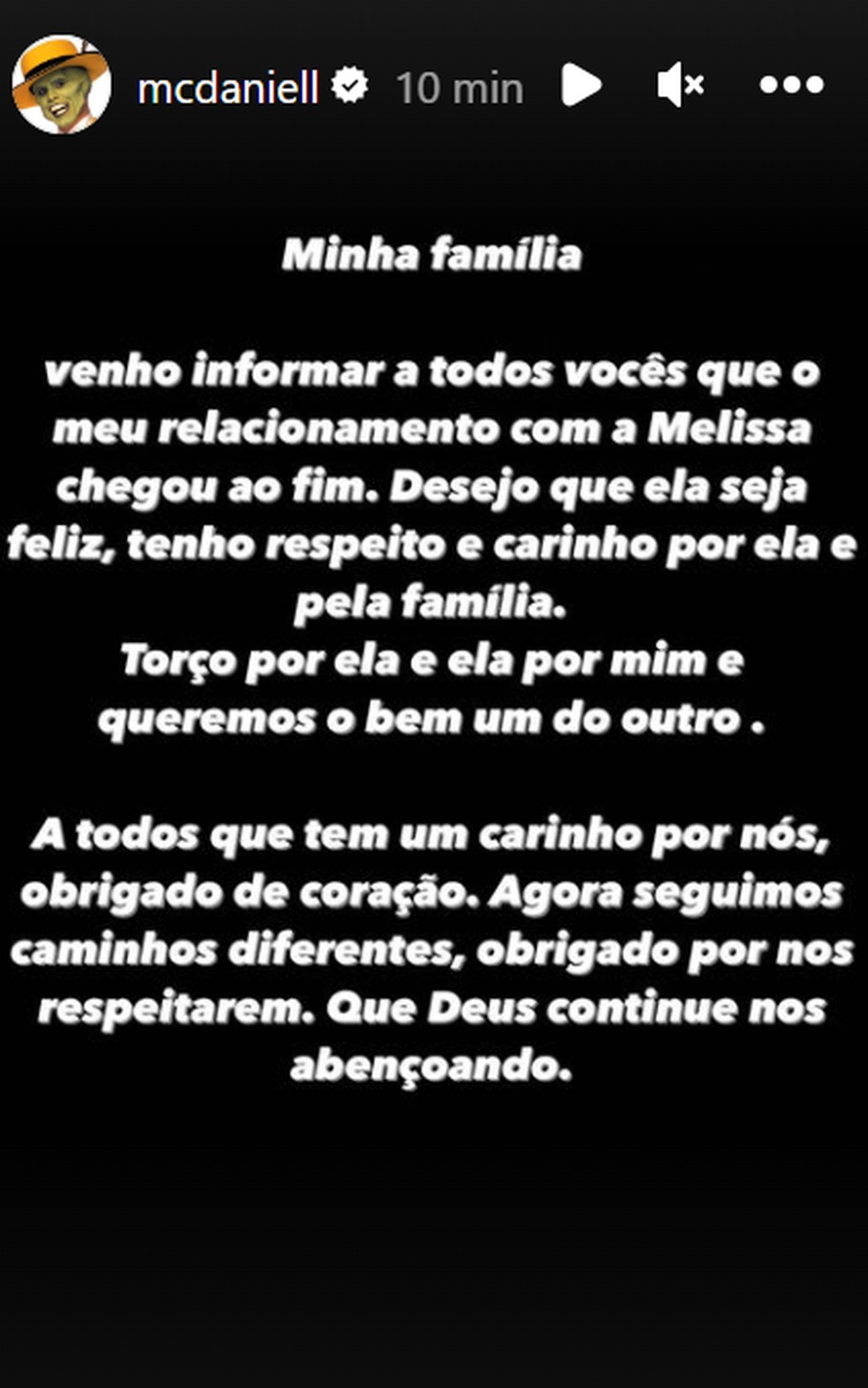 MC Daniel se pronuncia sobre fim de namoro com Mel Maia — Foto: Instagram