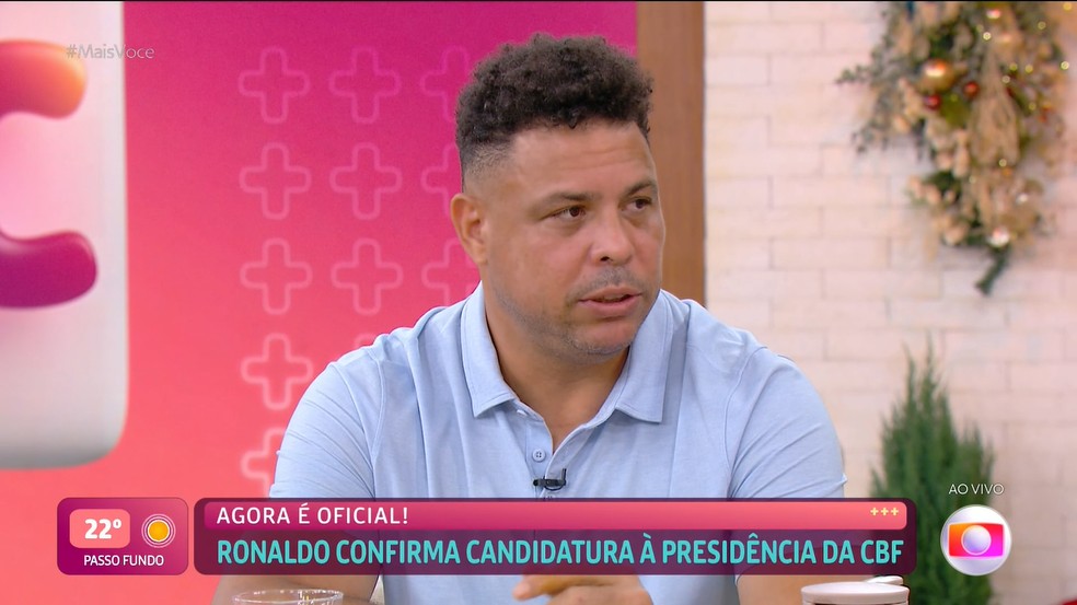 Ronaldo fala da candidatura à presidência da CBF — Foto: Globo