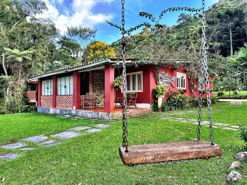 A casa de Marcello Novaes no sítio em Teresópolis — Foto: Acervo pessoal