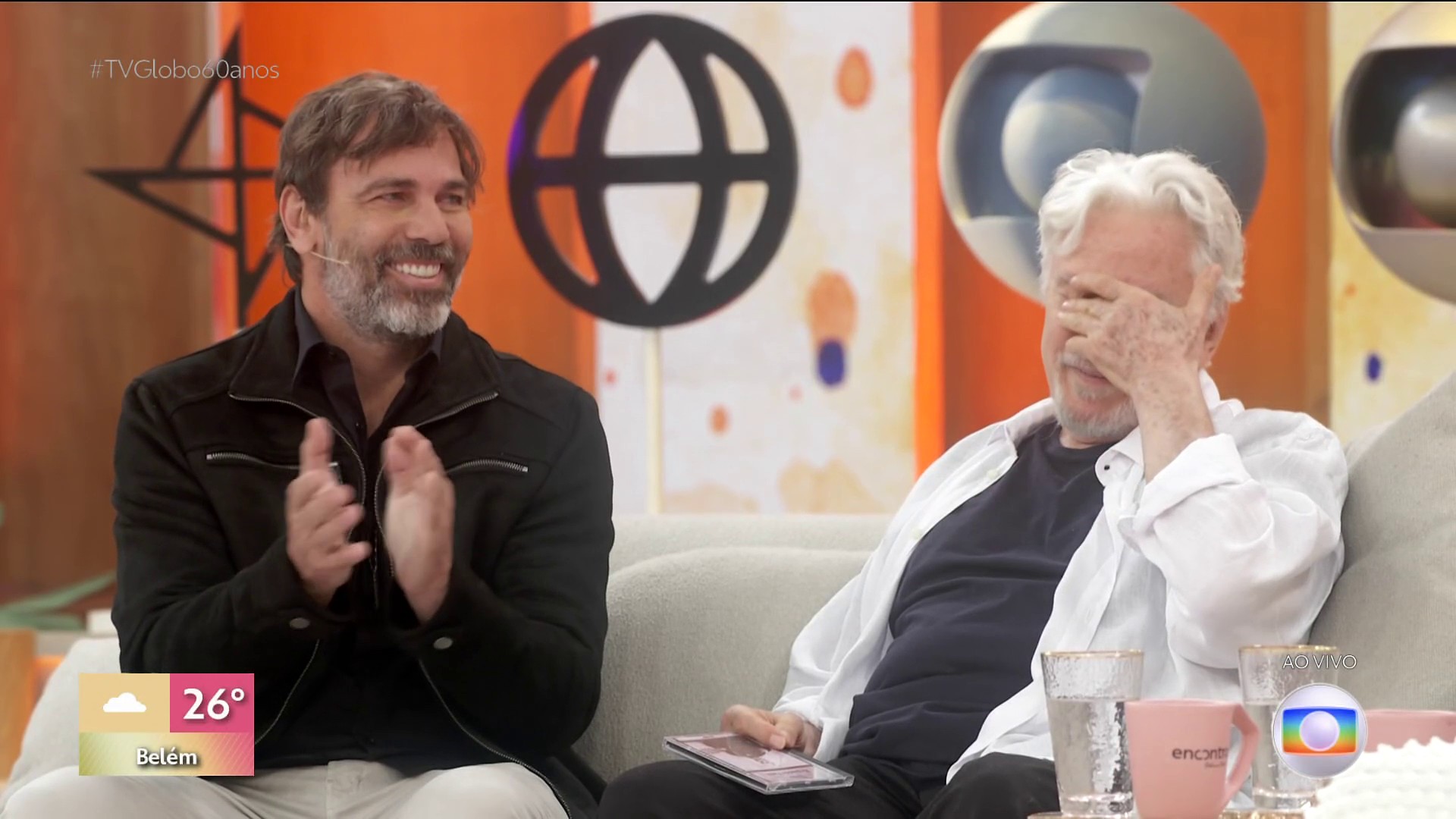 Reginaldo Faria se emociona ao rever trajetória na TV Globo ao lado do filho Marcelo Faria