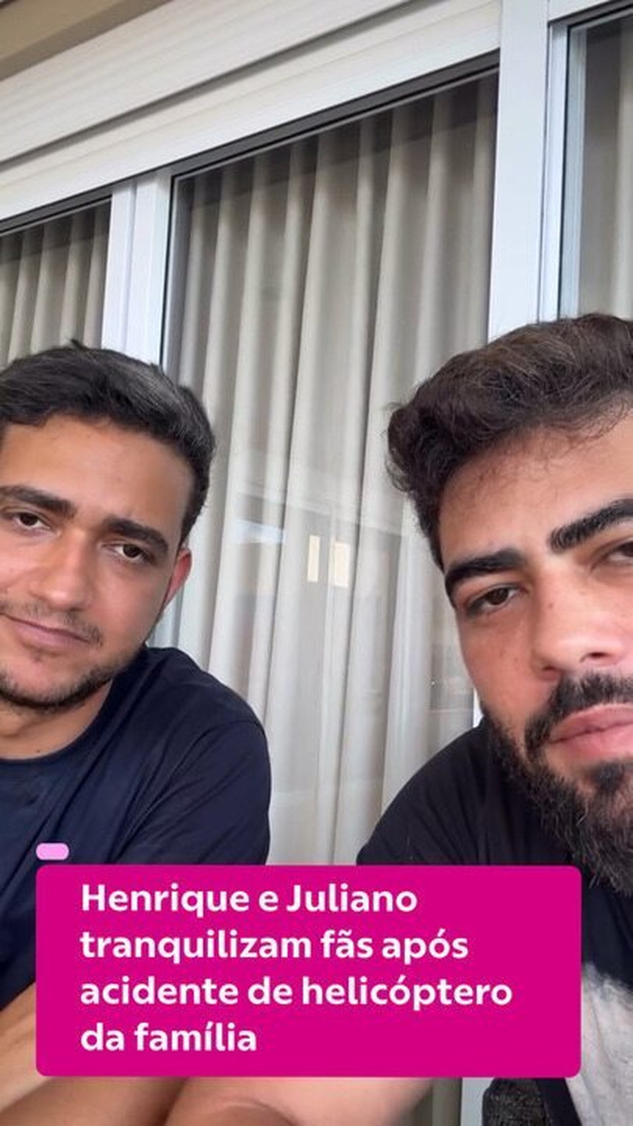 Henrique e Juliano tranquilizam fãs após acidente de helicóptero: 'Papai não teve lesão grave'