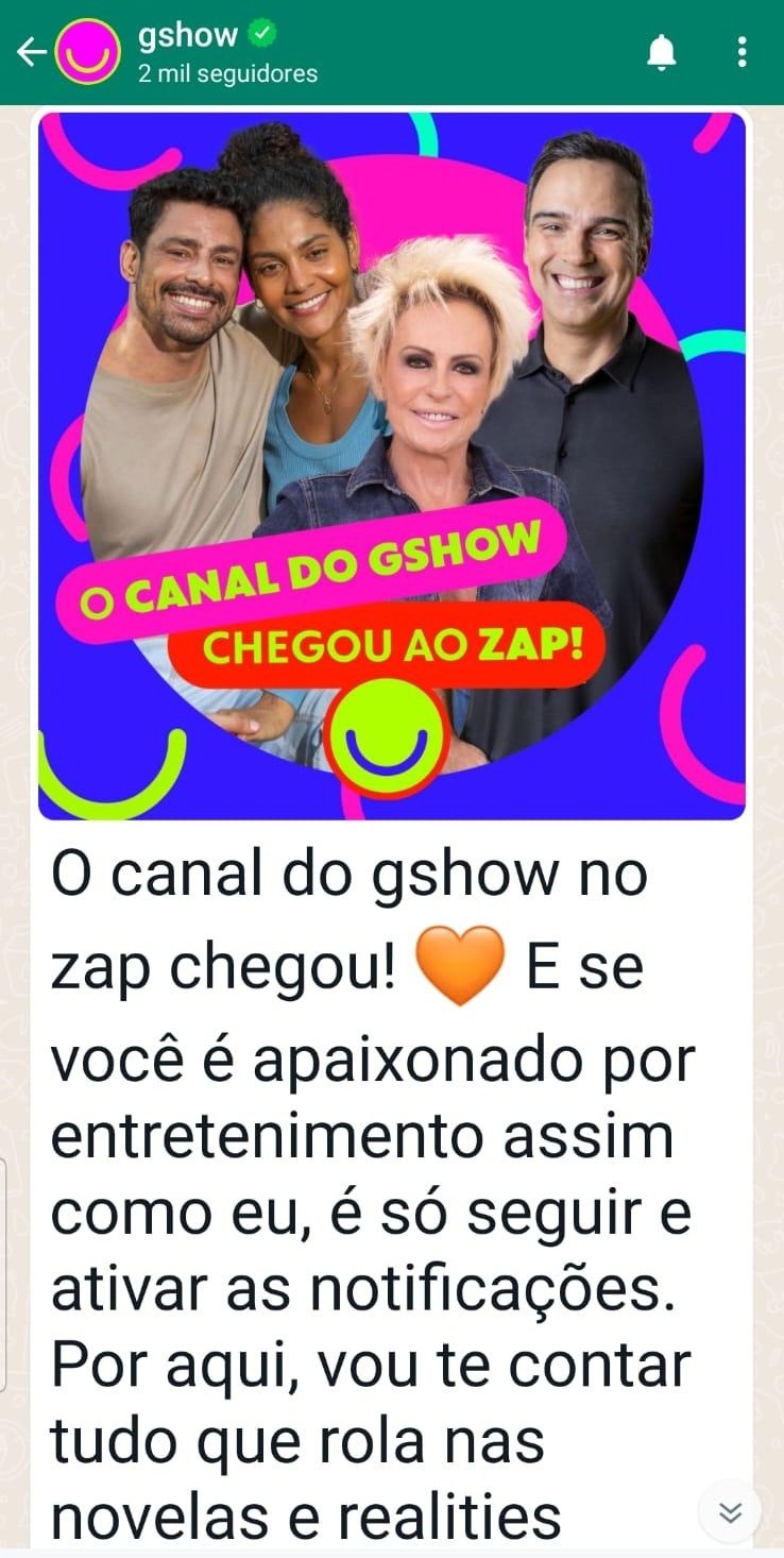 gshow nos Canais do WhatsApp: saiba tudo sobre a novidade e como ...