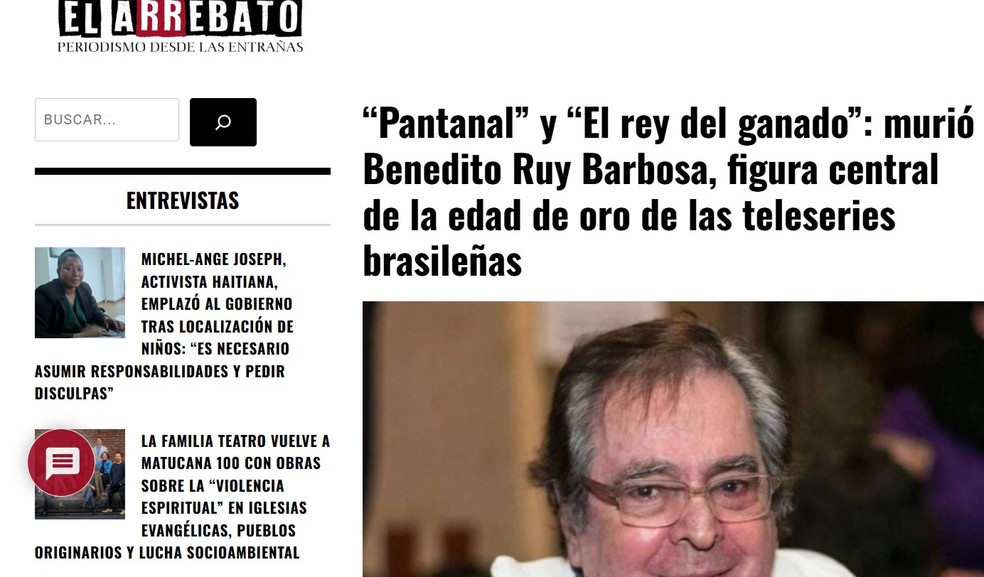 'El Arrebato' divulgou a morte de Benedito Ruy Barbosa — Foto: Reprodução