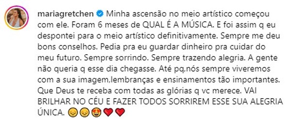 Gretchen presta homenagem a Silvio Santos — Foto: Reprodução