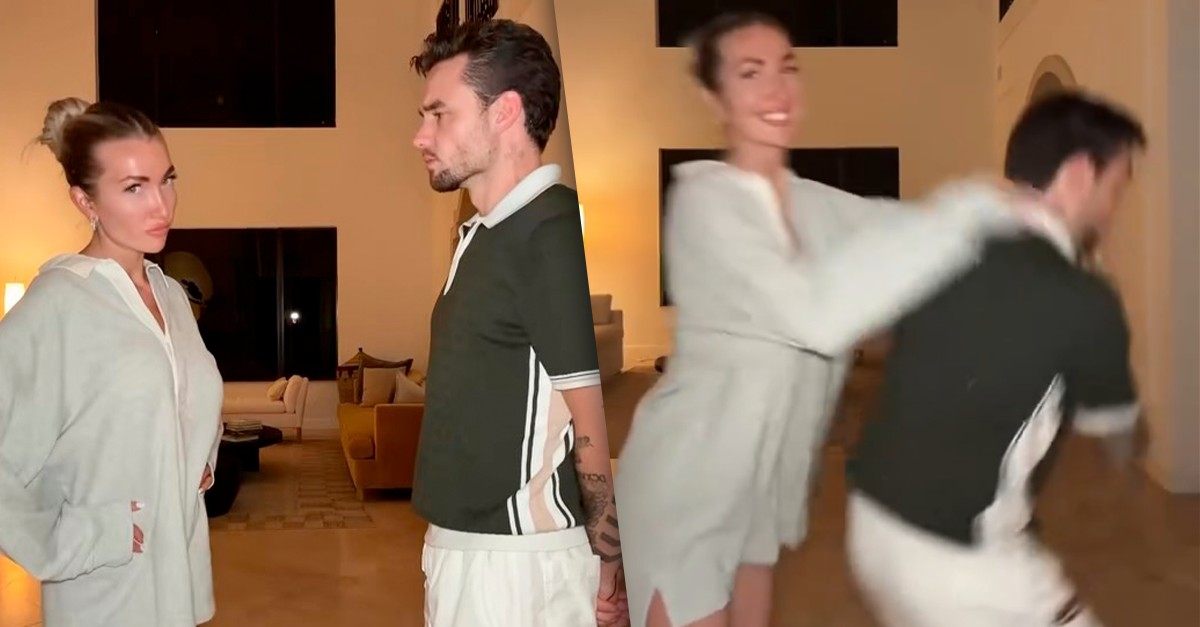 Kate Cassidy e Liam Payne fazendo uma trend de casal em rede social
