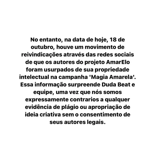 Duda Beat recua e apaga nota se defendendo de plágio