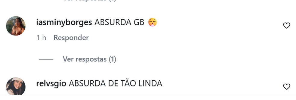 Fãs comentam o ensaio de Giullia Buscaccio — Foto: Reprodução do Instagram