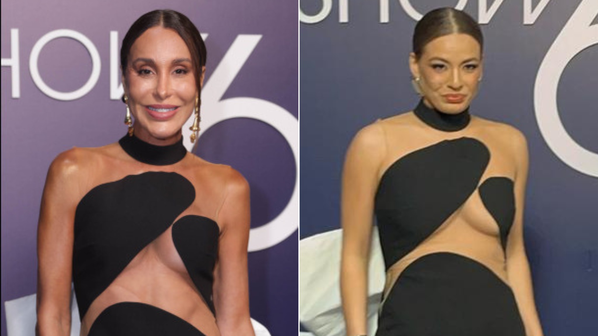 Beatriz Reis e Carol Marra usam mesmo look no show de 60 anos da TV Globo