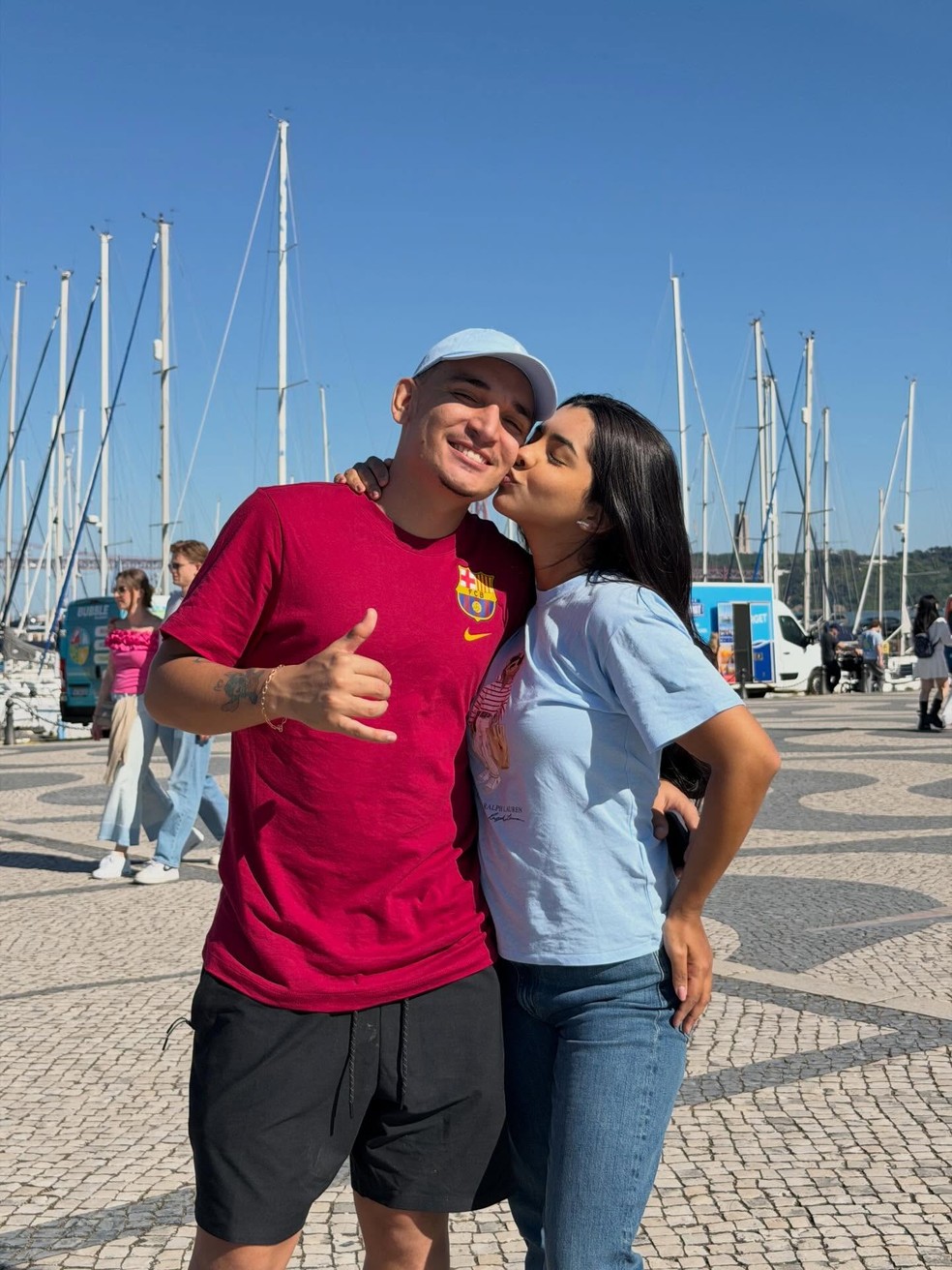 Ary Mirelle e João Gomes em Lisboa — Foto: Reprodução/Instagram