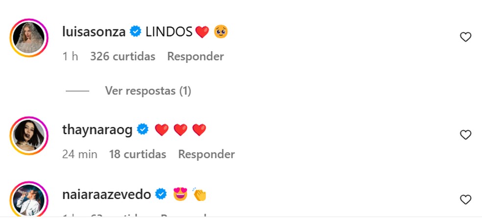 Famosos parabenizam Jade Magalhães e Luan Santana — Foto: Reprodução/Instagram