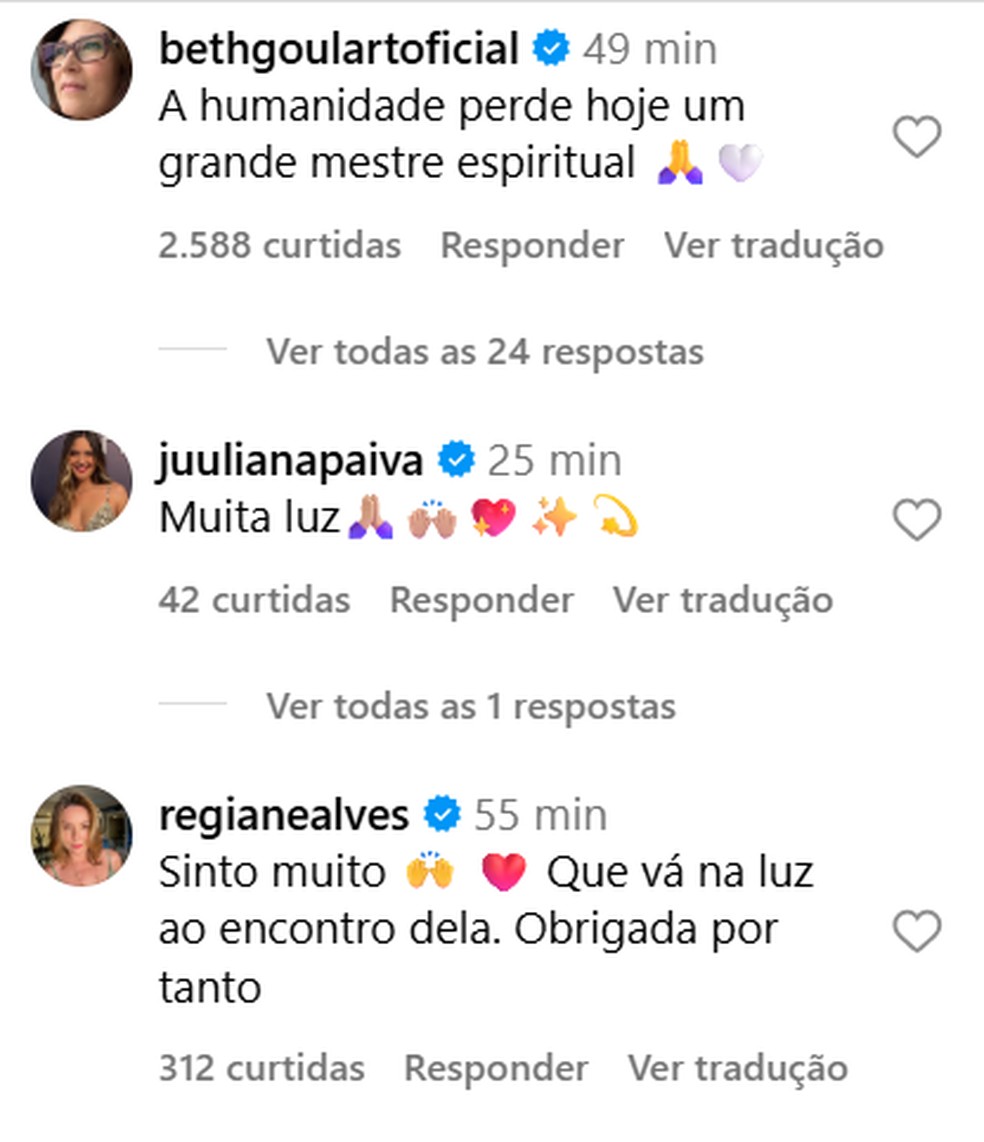 Famosos lamentam morte de Divaldo Franco — Foto: Instagram