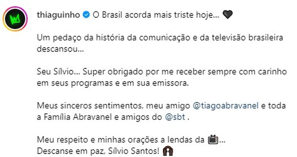 Thiaguinho presta homenagem a Silvio Santos — Foto: Reprodução
