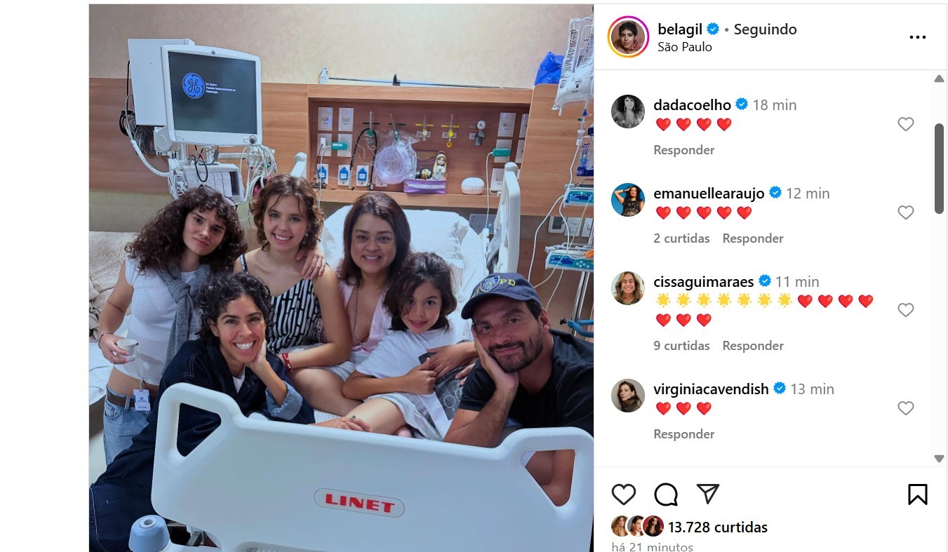 Preta Gil recebe visita da irmã, Bela Gil, e da sobrinha Flor Gil: 'Nossa Pretinha'