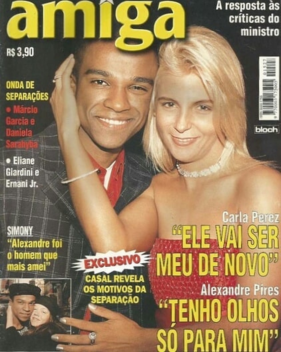 Carla Perez e Alexandre Pires falam sobre fim da relação na revista Amiga — Foto: Reprodução/internet