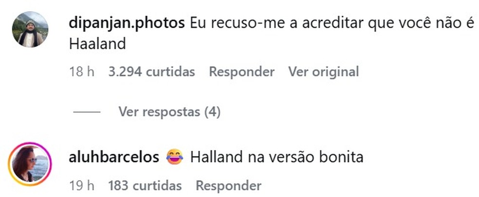 Modelo sueca imita Haaland e viraliza — Foto: Instagram