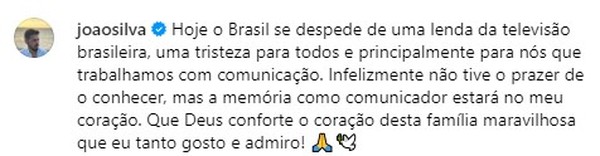 João Silva presta homenagem a Silvio Santos — Foto: Reprodução