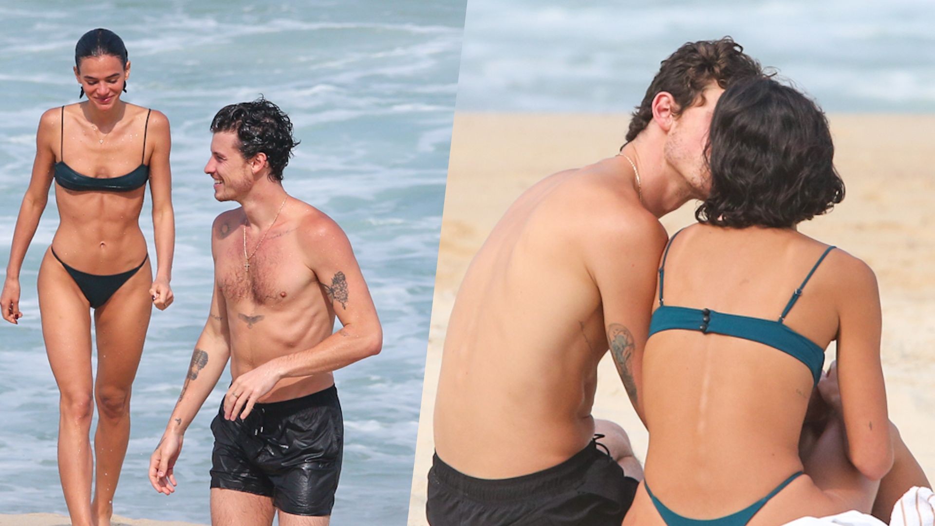 Às vésperas do Dia dos Namorados, Bruna Marquezine e Shawn Mendes curtem praia no Rio