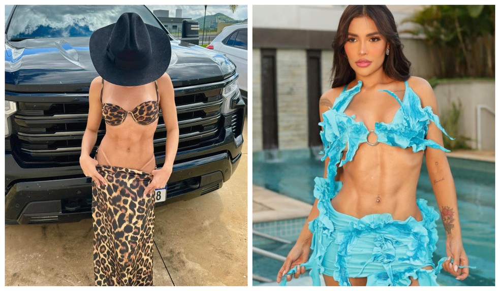 Gkay e Flay também ostentam barriga cheia de gominhos — Foto: Reprodução / Redes sociais