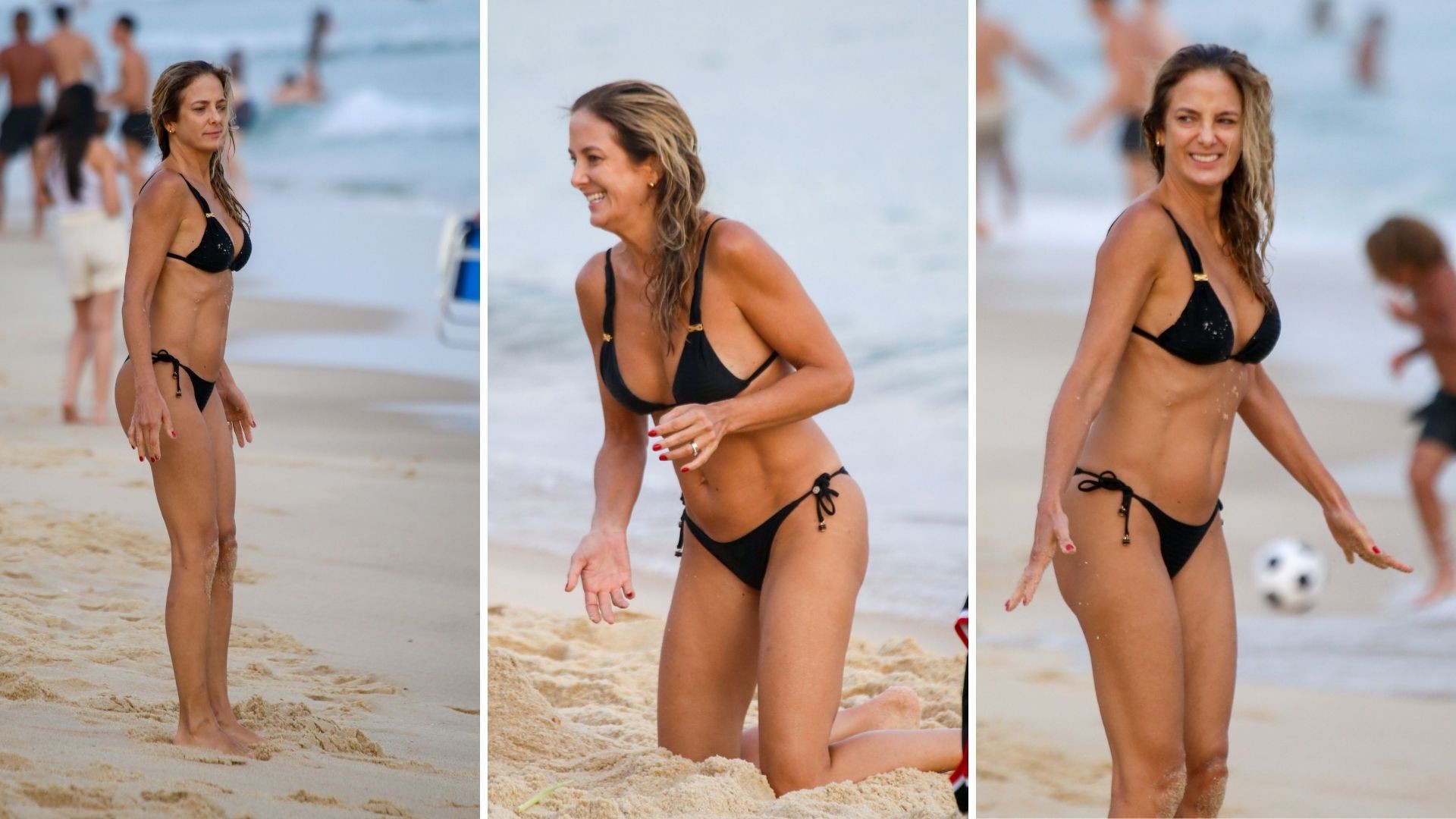 Ticiane Pinheiro aproveita a Praia de Ipanema acompanhada da filha Manu