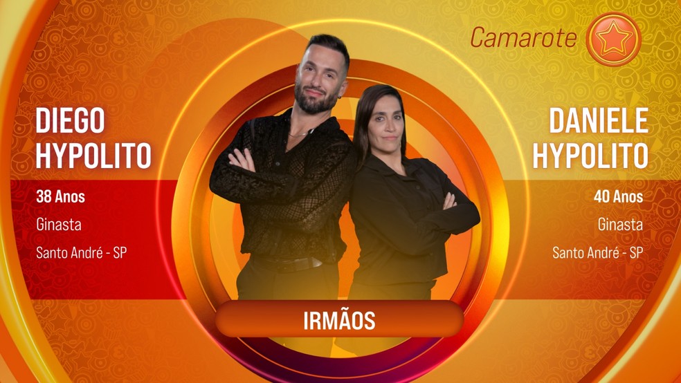 Diego e Daniele Hypolito formam a décima primeira dupla do BBB 25 — Foto: Globo