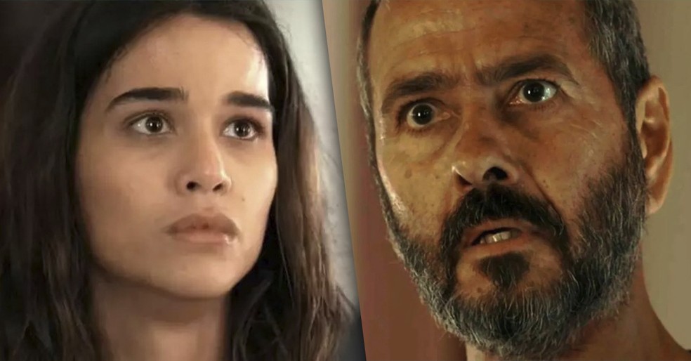 Mariana (Theresa Fonseca) vai se separar de José Inocêncio (Marcos Palmeira) — Foto: Globo
