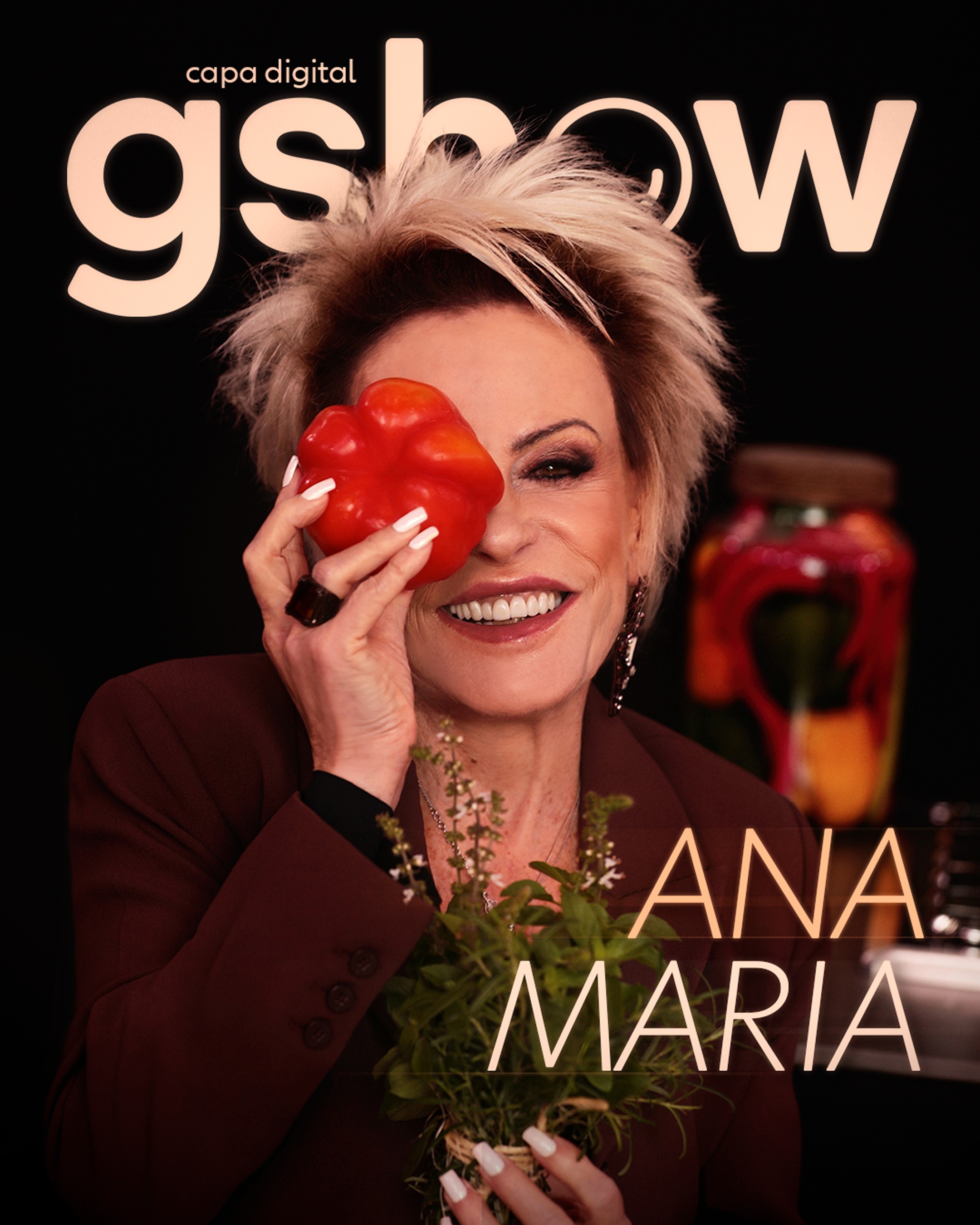 Ana Maria Braga posando para capa do gshow, elegante e confiante