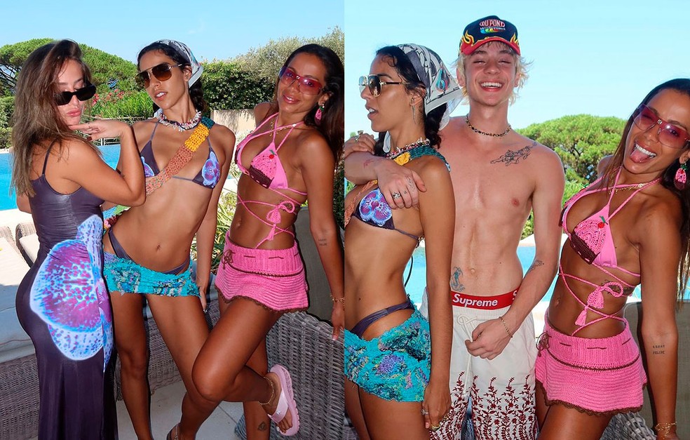 Bruna Griphao, Marina Sena, Anitta e Juliano Floss curtindo o verão europeu — Foto: Reprodução Instagram