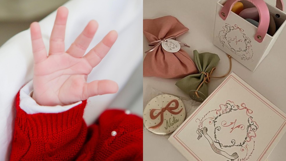 Lembrancinhas do nascimento de Nala — Foto: Reprodução