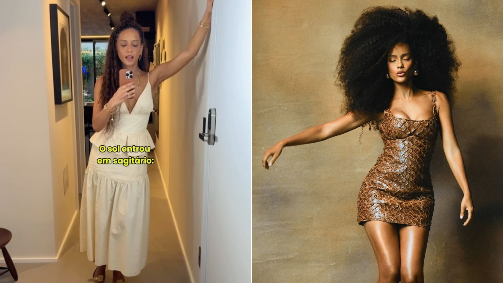 Taís Araujo 'biscoita' em compilado de fotos e brinca: 'Não pode ver um espelho'