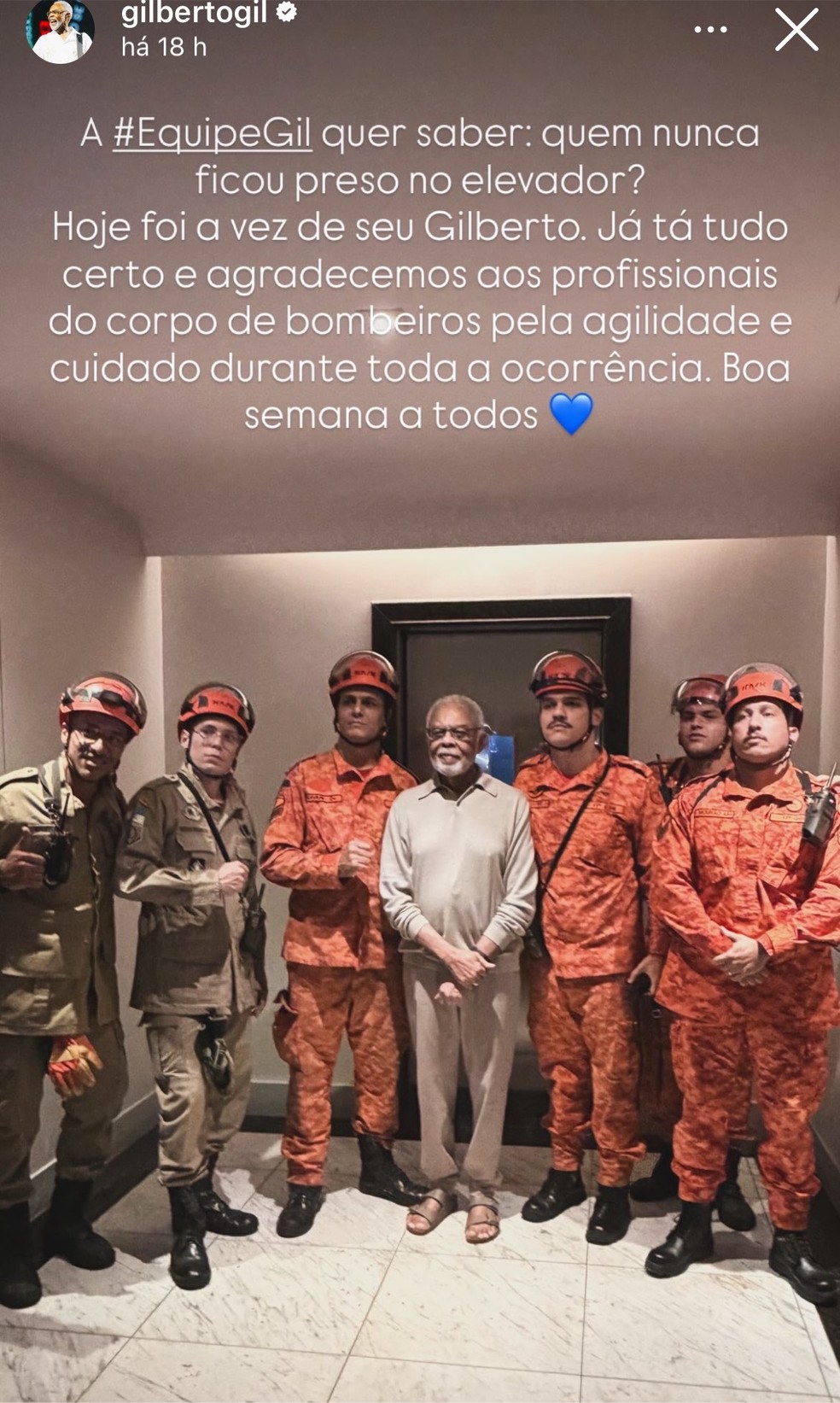 Gilberto Gil passa por perrengue no Rio de Janeiro — Foto: Reprodução/Instagram
