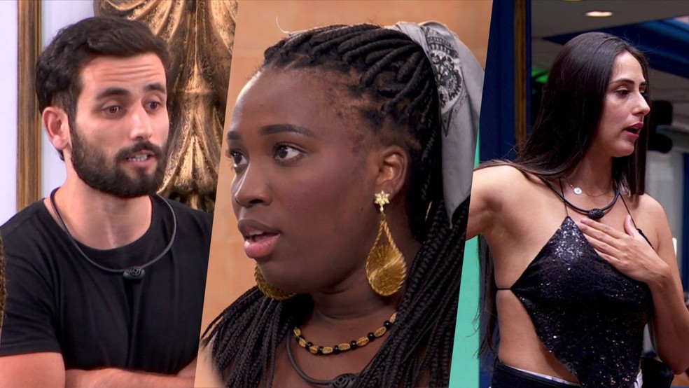 Matteus, Leidy Elin e Deniziane: os protagonistas da confusão da noite — Foto: Globo