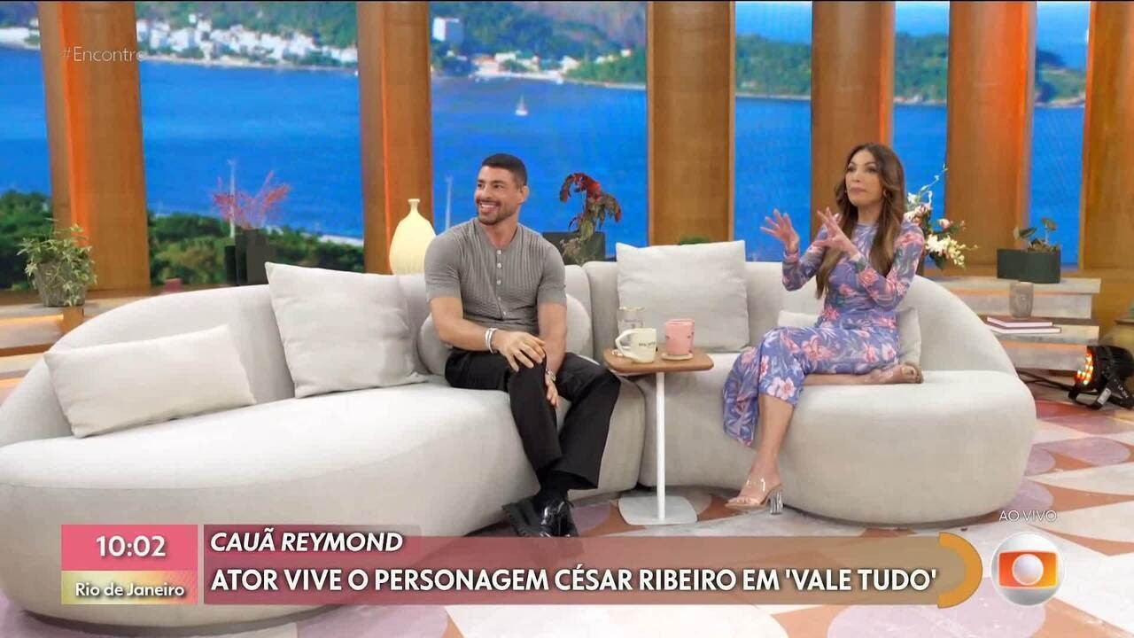 Cauã Reymond brinca com flertes da plateia do Encontro: 'Ela quer me levar para uma ilha deserta'