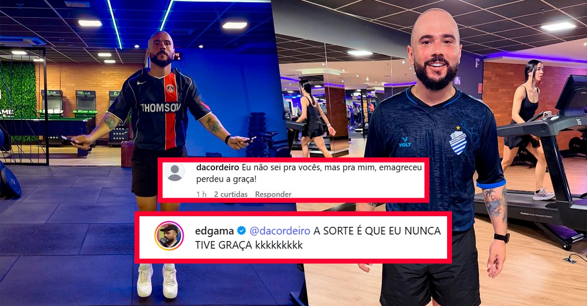 Ed Gama publica dump em academia e responde fã que critica seu emagrecimento: 'Nunca tive graça'