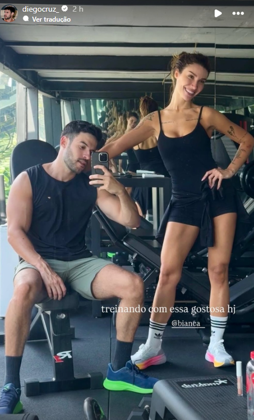 Diego Cruz malha com Bianca Andrade — Foto: Reprodução/Instagram