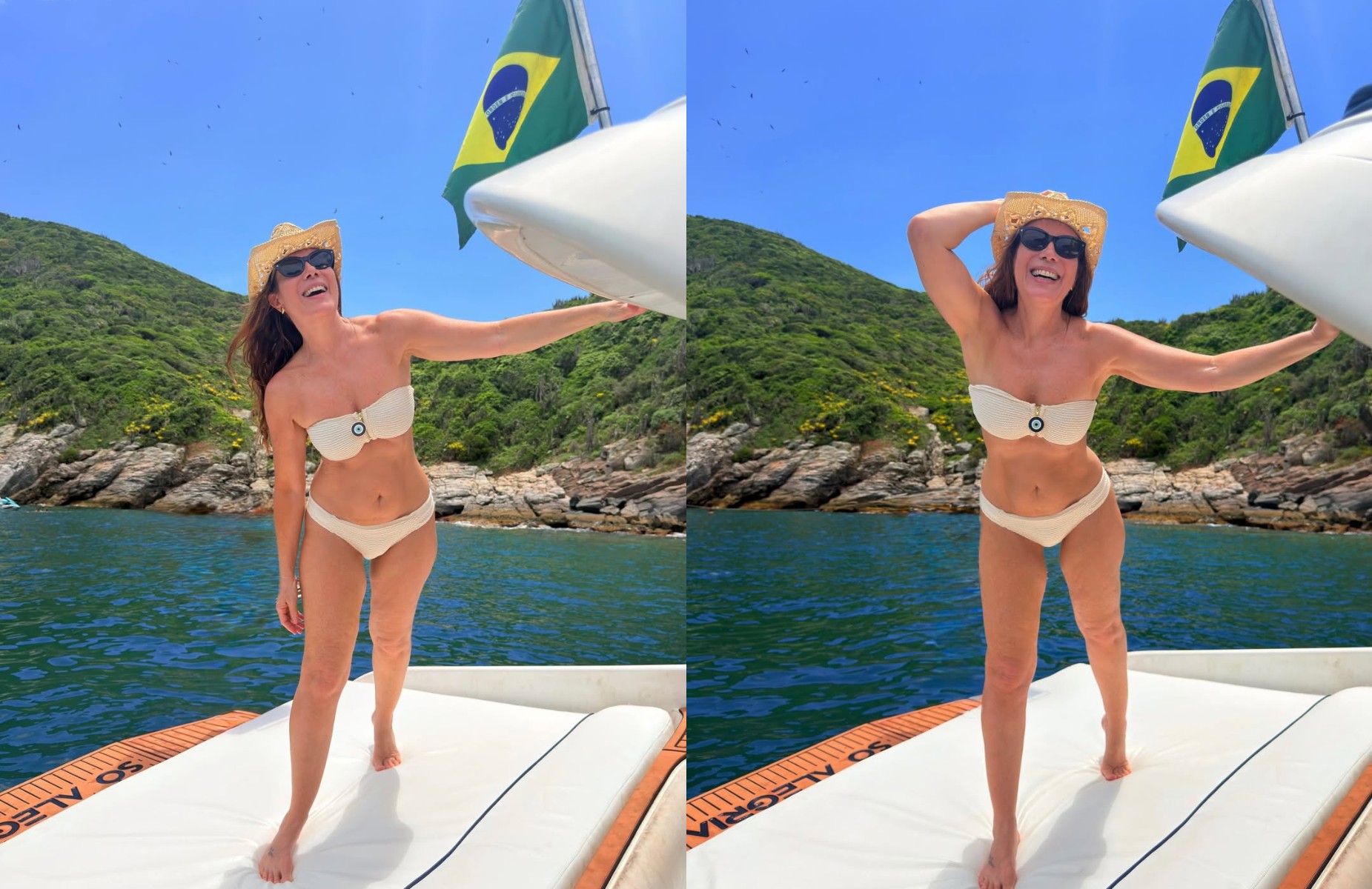 Regina Volpato curte fim de carnaval com passeio de lancha: 'Isso é Rio de Janeiro'