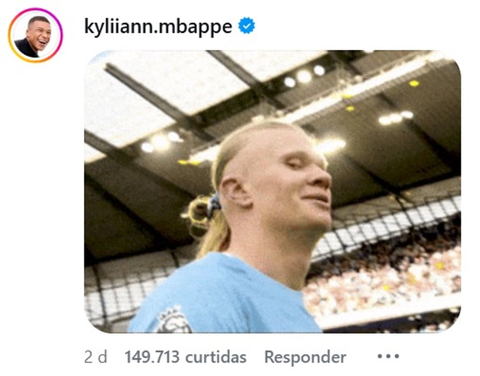 Mbappé comentou em vídeo de modelo sueca — Foto: Instagram