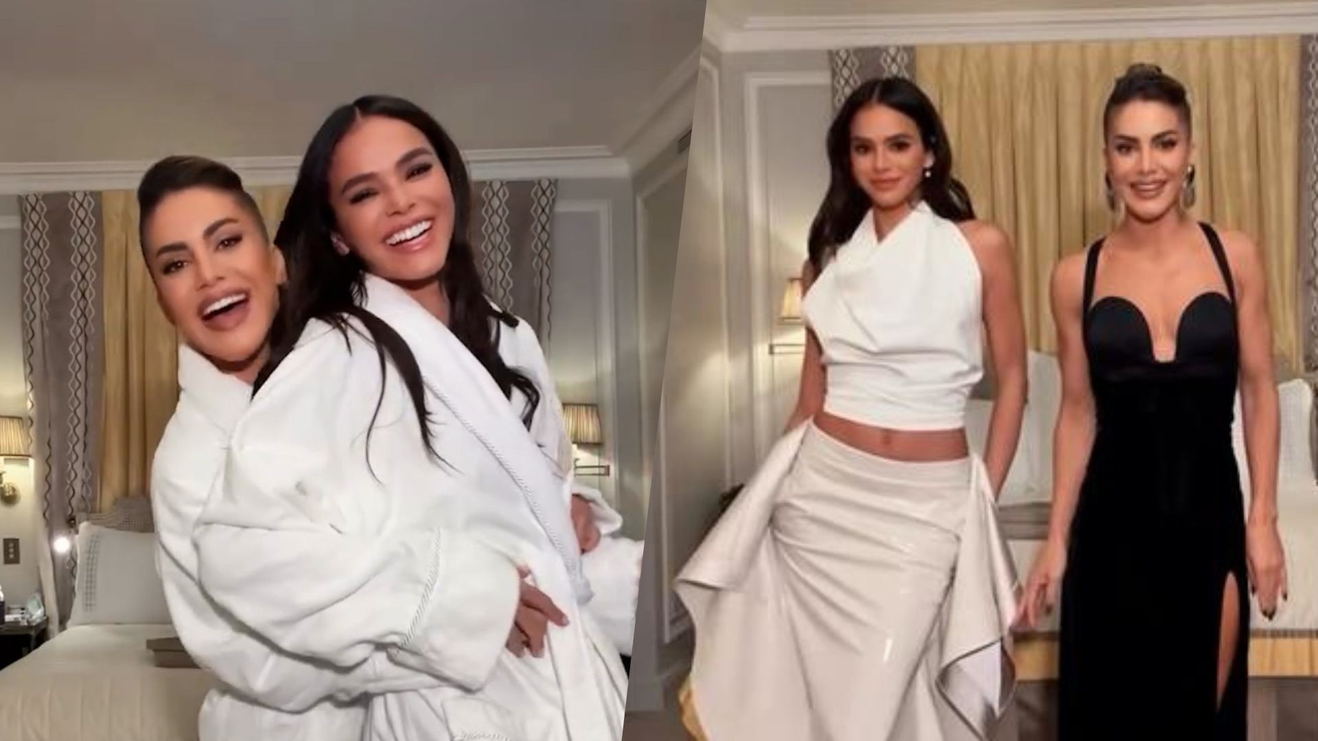 Bruna Marquezine e Camila Coelho se encontram em hotel luxuoso de Paris e trocam declarações divertidas: 'Já te pedi pra namorar comigo'