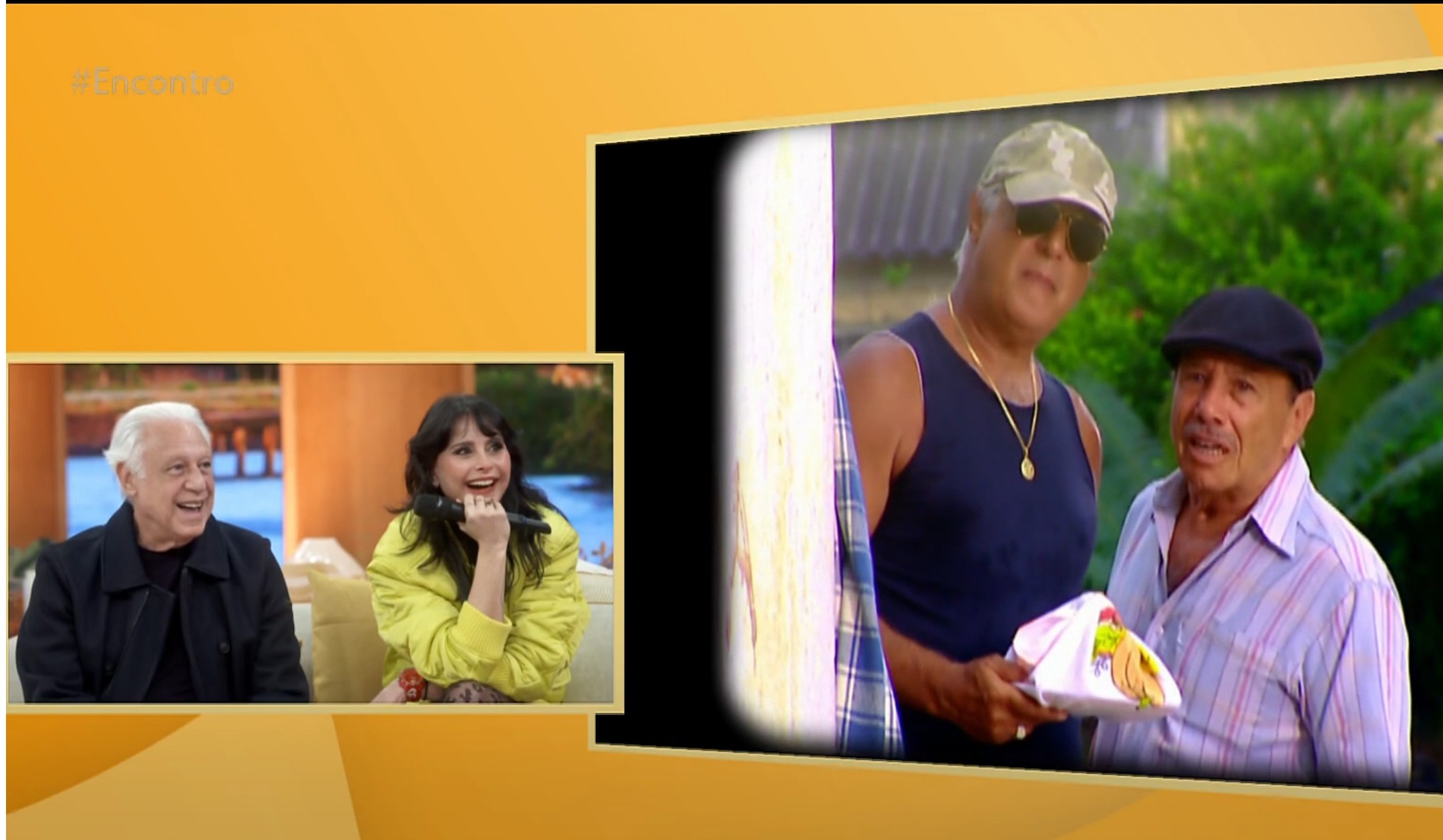 Antonio Fagundes e Alexandra Martins em momento de conversa no programa de TV