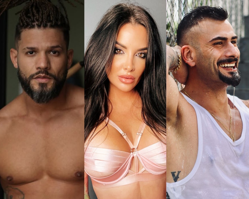 Juninho e Nizam, do BBB 24, e Clara Aguilar, do BBB 14, vendem conteúdo sensual na internet — Foto: Reprodução/Instagram
