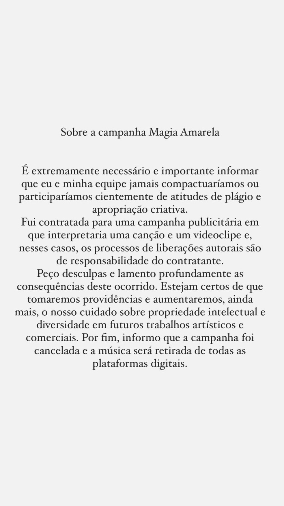 Juliette se manifesta sobre a campanha "Magia Amarela' — Foto: Reprodução: X