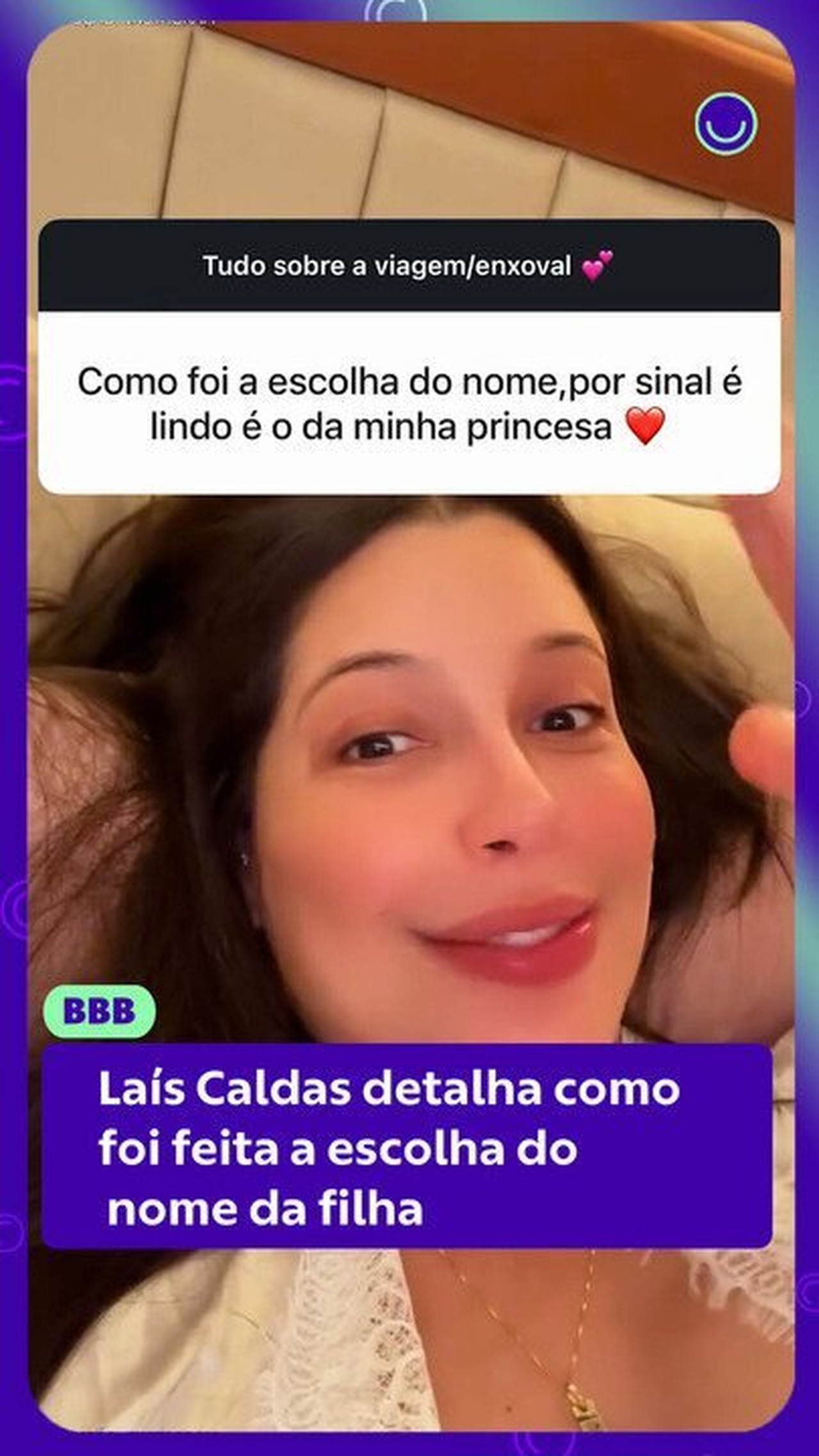 Laís Caldas detalha como foi feita a escolha do nome da filha: ‘Não saiu da minha cabeça’